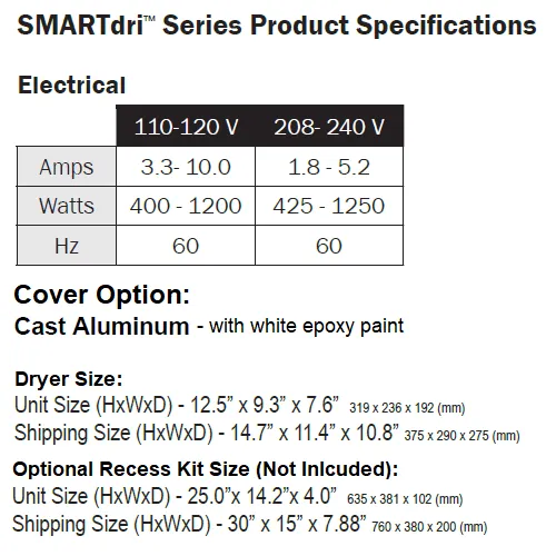 WORLD DRYER® K-975P SMARTdri® Plus ***DISCONTINUED***  No Longer Available in WHITE STEEL - Please see WORLD K-974P2