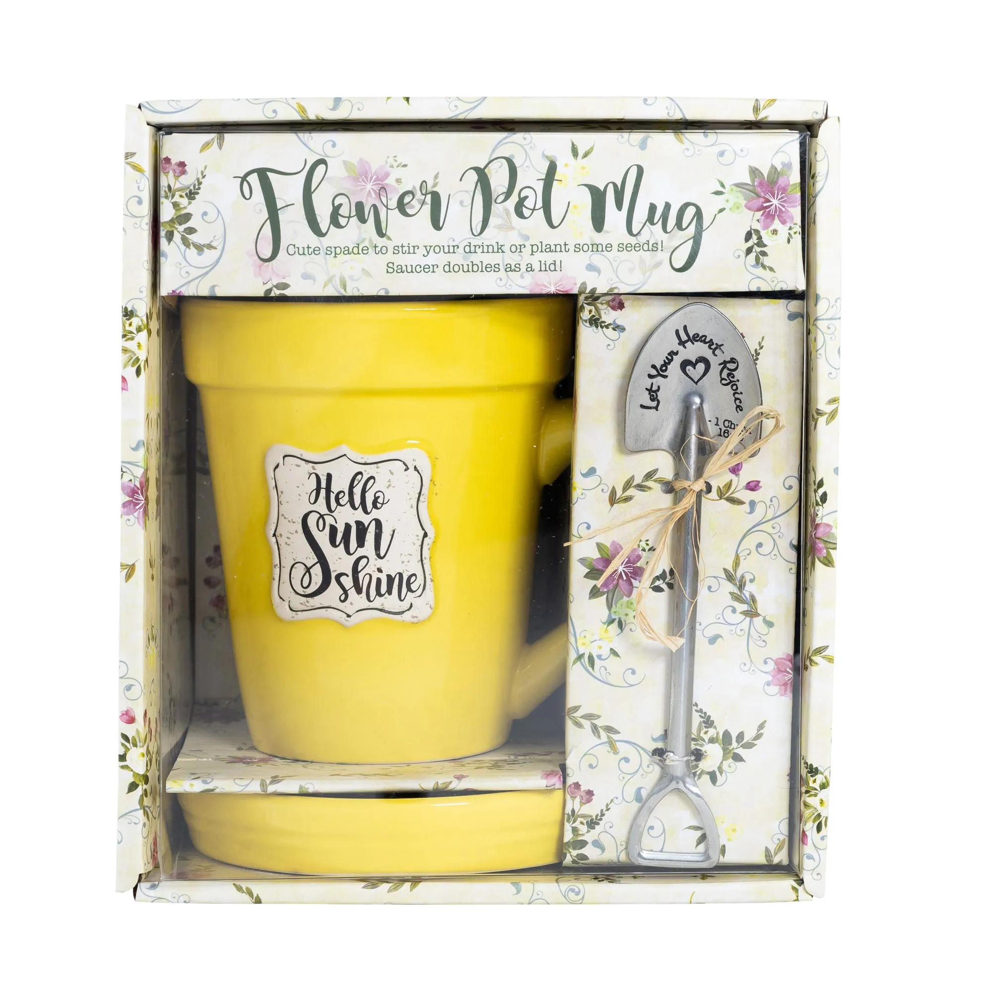 Yellow Flower Pot Mug w/Scripture - “Hello Sunshine”