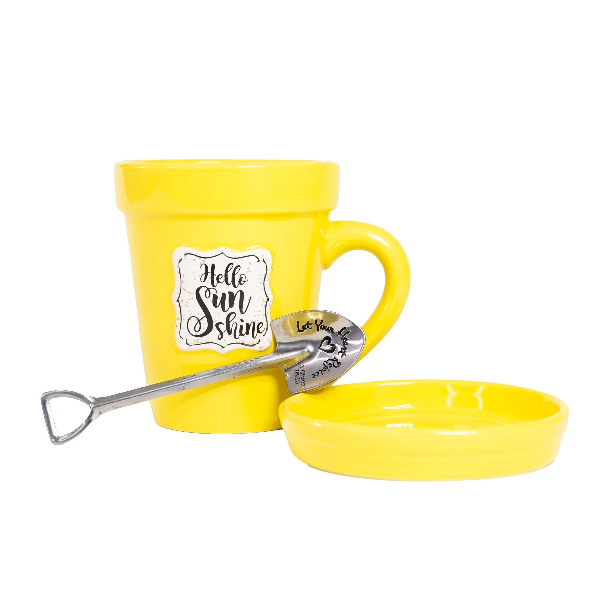 Yellow Flower Pot Mug w/Scripture - “Hello Sunshine”