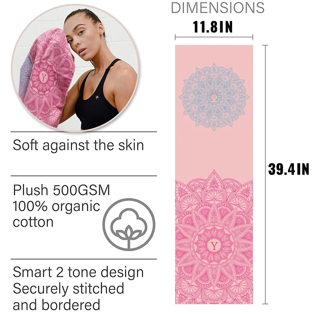 Yoga Mat Microfiber Towel In 10 Different Colors You Choose Mandala Prints And Gypsy Designs Pink Mint Blue Multi Colored Great For Gym Beach Meditation