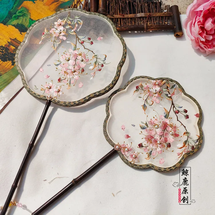 Ziwei Hua 紫薇花 Myrtle Flower Single-Sided Embroidered Tuanshan Round Fan