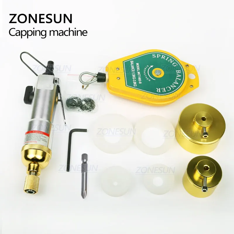 ZONESUN Hand Held Pneumatic Glass Perfume Shampoo Bottle Opener Capping Machine